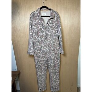 by Anthropologie Women's L Paisley Print Long Sleeve Jumpsuit Romper